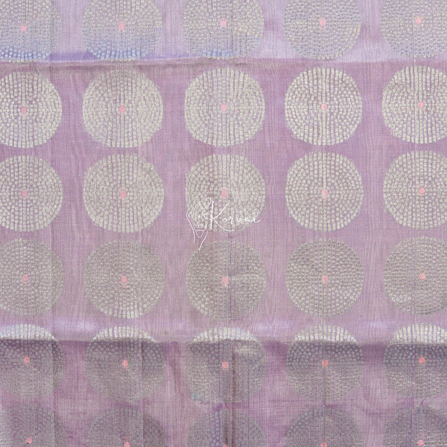 Closer view of the pallu with dotted circle motifs.