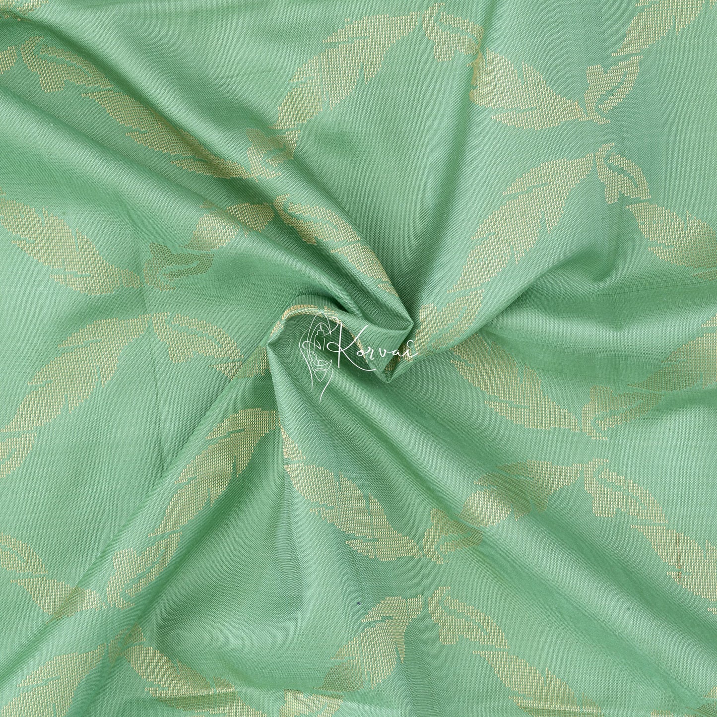 Closer view of the body with gold leaf vine motifs.