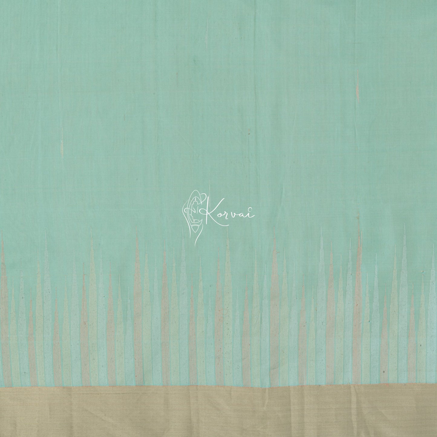 Closer view of the body with mullai moggu motifs in body and contemporary motifs in the pallu.