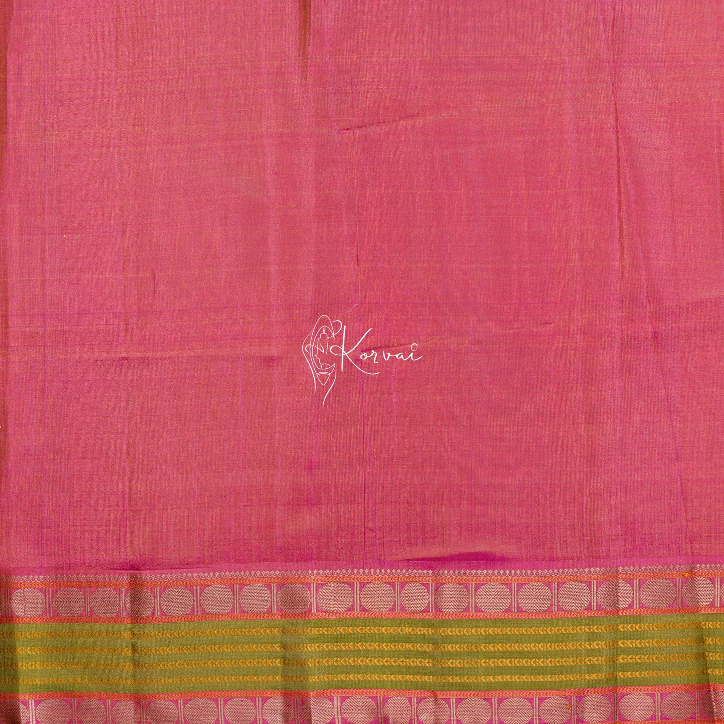 Closer view of blouse fabric that is the same as the border of the saree.