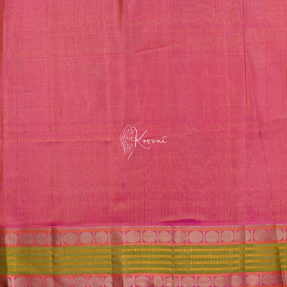 Closer view of blouse fabric that is the same as the border of the saree.